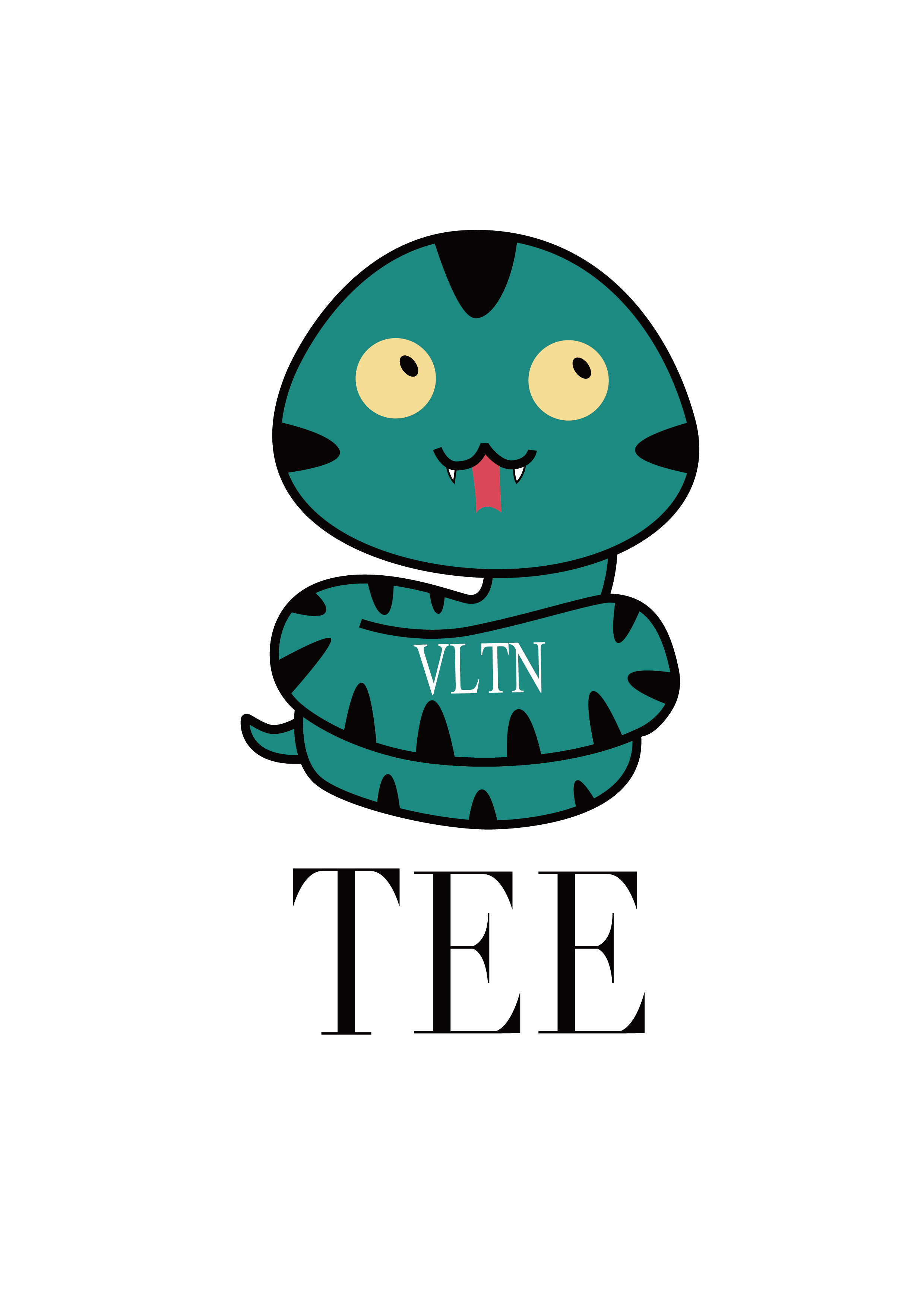 VALENTINO趣味卡通蛇印花矢量图服装裁片T恤烫图印花花型素材