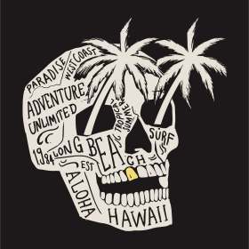 骷髅头字母印花矢量图服装裁片T恤烫图印花花型素材