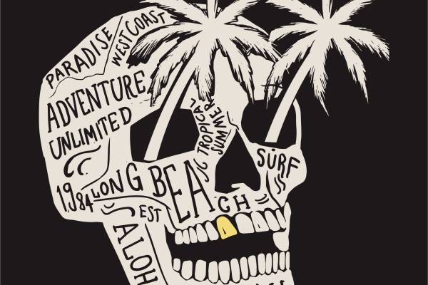 骷髅头字母印花矢量图服装裁片T恤烫图印花花型素材