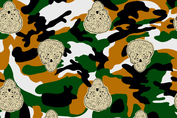 几何迷彩骷髅头矢量图服装纺织面料水印数码印花金昌花型素材
