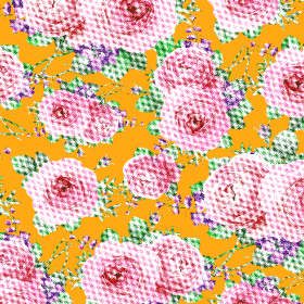 黄色底植物牡丹花卉拼接矢量图服装纺织面料水印数码印花金昌花型素材