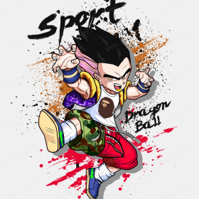 卡通人物字母涂鸦印花花型服装裁片T恤烫图印花花型素材