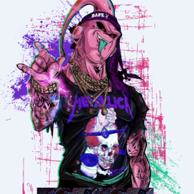 卡通人物几何字母涂鸦印花花型服装裁片T恤烫图印花花型素材