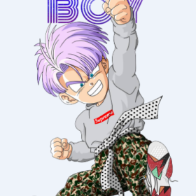 卡通动漫人物字母superme图案服装裁片T恤烫图印花花型素材