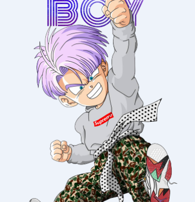 卡通动漫人物字母superme图案服装裁片T恤烫图印花花型素材