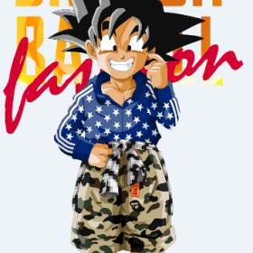 卡通动漫人物悟空七龙珠字母图案服装裁片T恤烫图印花花型素材