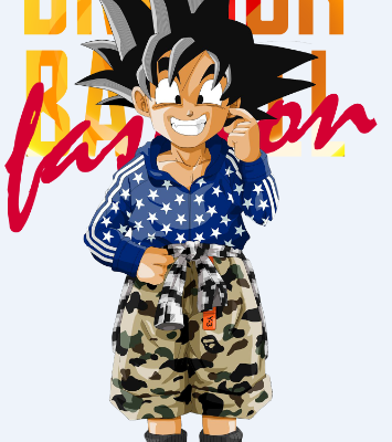 卡通动漫人物悟空七龙珠字母图案服装裁片T恤烫图印花花型素材