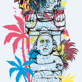 几何涂鸦雅玛文明图案服装裁片T恤烫图印花花型素材