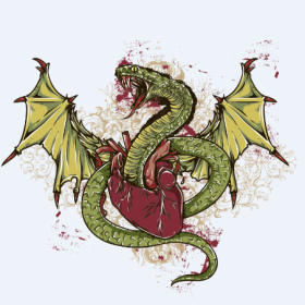 蛇心脏几何花纹图案服装裁片T恤烫图印花花型素材