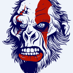 动物猩猩几何图案服装裁片T恤烫图印花花型素材