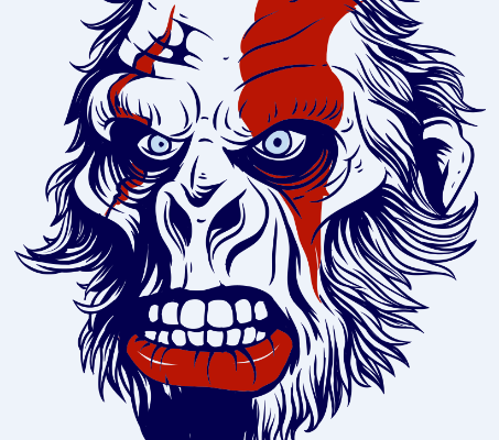 动物猩猩几何图案服装裁片T恤烫图印花花型素材