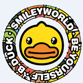 卡通动漫鸭子字母图案服装裁片T恤烫图印花花型素材