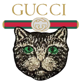 猫咪字母GUCCI古驰图案服装裁片T恤烫图印花花型素材