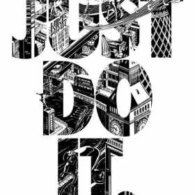 几何字母JUST DO IT图案服装裁片T恤烫图印花花花型素材