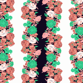 蓝白条子植物玫瑰花卉拼接矢量图服装纺织面料水印数码印花金昌花型素材