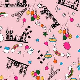 儿童卡通彩虹气球矢量图服装纺织面料水印数码印花金昌花型素材