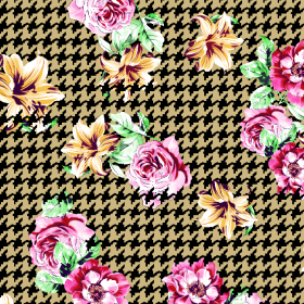 几何千鸟格牡丹花矢量图服装纺织面料水印数码印花金昌花型素材