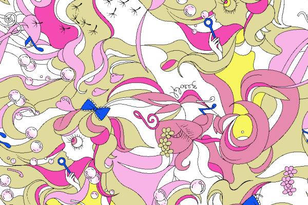 卡通小女孩泡泡矢量图服装纺织面料水印数码印花金昌花型素材