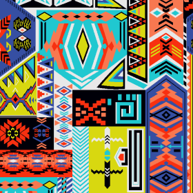 多彩几何民族风花纹矢量图服装纺织面料水印数码印花金昌花型素材