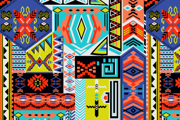 多彩几何民族风花纹矢量图服装纺织面料水印数码印花金昌花型素材