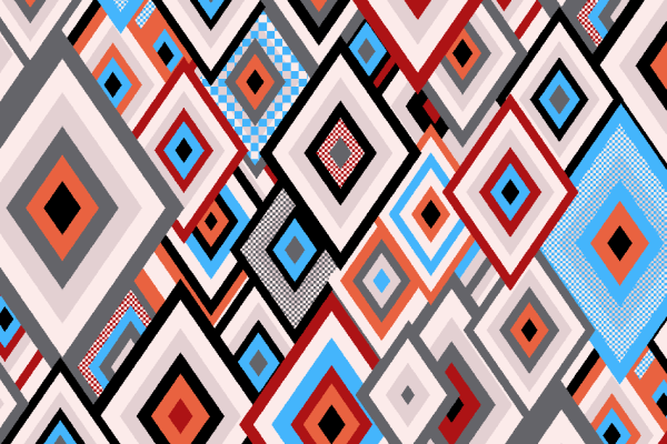 多彩几何菱形拼接矢量图服装纺织面料水印数码印花金昌花型素材