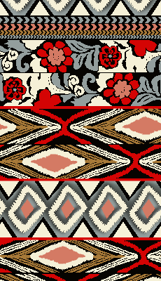 几何图案花朵拼接矢量图服装纺织面料水印数码印花金昌花型素材