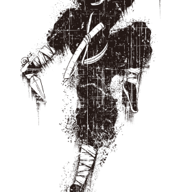 几何涂鸦忍者图案服装裁片T恤烫图印花花型素材