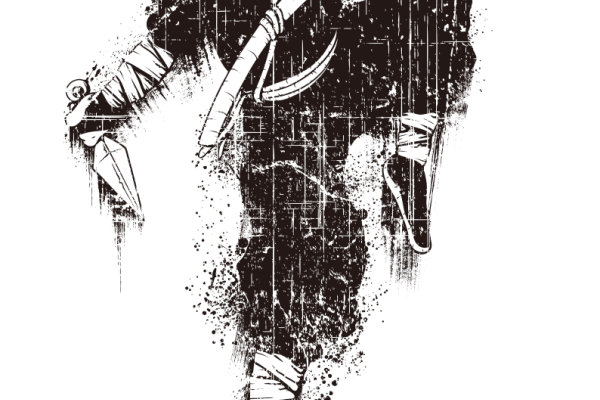 几何涂鸦忍者图案服装裁片T恤烫图印花花型素材