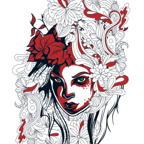 植物花卉拼接图案服装裁片T恤烫图印花花型素材