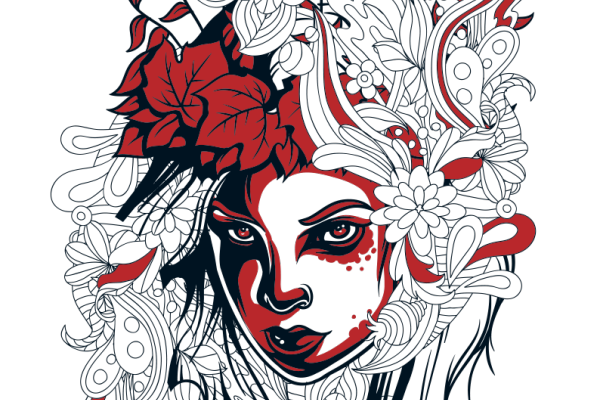 植物花卉拼接图案服装裁片T恤烫图印花花型素材