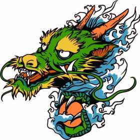 卡通龙形图案矢量图服装裁片T恤烫图印花花型素材