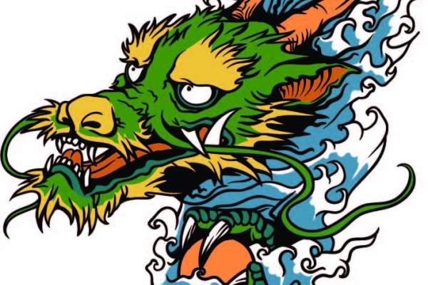 卡通龙形图案矢量图服装裁片T恤烫图印花花型素材