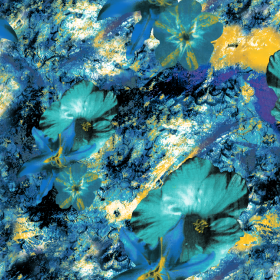 蓝色植物花卉涂鸦拼接矢量图服装纺织面料水印数码印花金昌花型素材