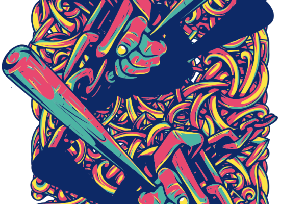 几何拼接花纹棒球棍图案服装裁片T恤烫图印花花型素材