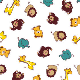 儿童卡通狮子长颈鹿猩猩大象矢量图服装纺织面料数码印花花型素材