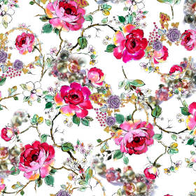 植物牡丹花卉玫瑰花拼接矢量图服装纺织面料数码印花花型素材