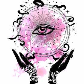 几何线条图案眼睛手掌矢量图服装裁片T恤烫图印花花型素材