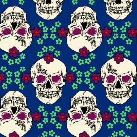 骷髅头花朵拼接矢量图服装纺织面料水印数码印花金昌花型素材