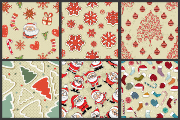 圣诞风几何图案服装纺织面料数码印花花型素材回位花型