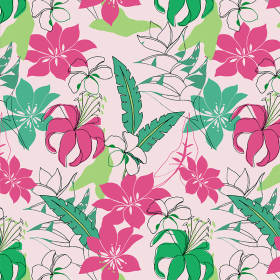 艳丽植物花卉拼接矢量图服装纺织面料数码印花花型素材