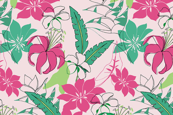 艳丽植物花卉拼接矢量图服装纺织面料数码印花花型素材