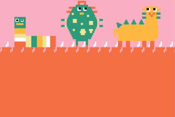 儿童卡通几何怪兽矢量图服装裁片T恤烫图印花花型素材