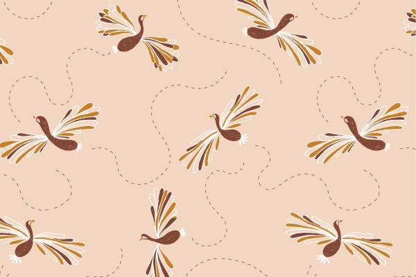 几何花纹孔雀图案矢量图服装纺织面料数码印花花型素材