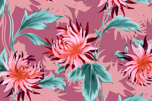 多彩绚丽植物花卉拼接矢量图服装纺织面料数码印花花型素材