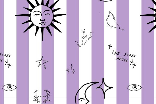 波西米亚风太阳月亮星星字母矢量图条子服装纺织面料数码印花花型素材