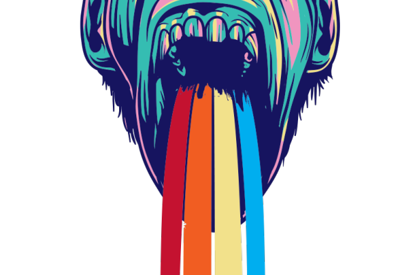 动物猩猩彩虹条图案服装裁片T恤烫图印花花型素材