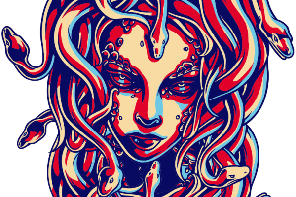 女士人物蛇拼接图案服装裁片T恤烫图印花花型素材