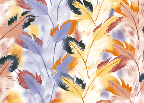 多彩羽毛拼接矢量图服装纺织面料水印数码印花金昌花型素材