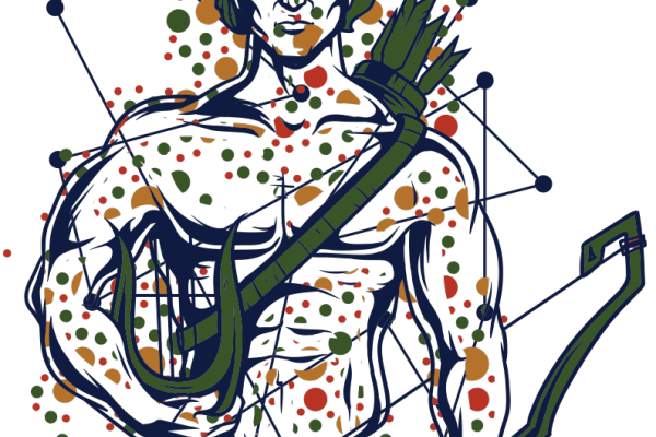 几何圆形射手座图案服装T恤烫图印花花型素材