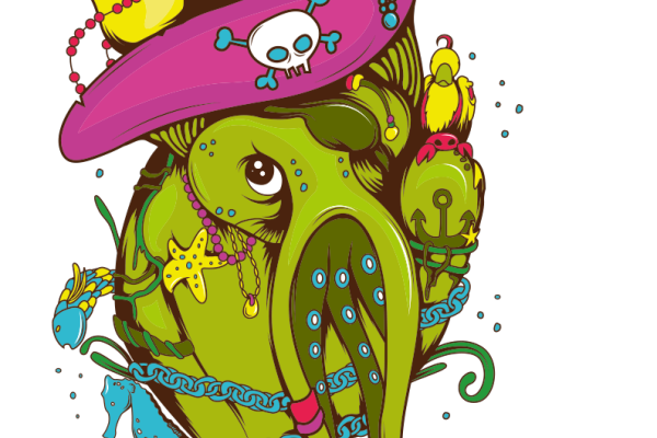 海洋动物章鱼海马海豚贝壳图案服装T恤裁片烫图印花花型素材